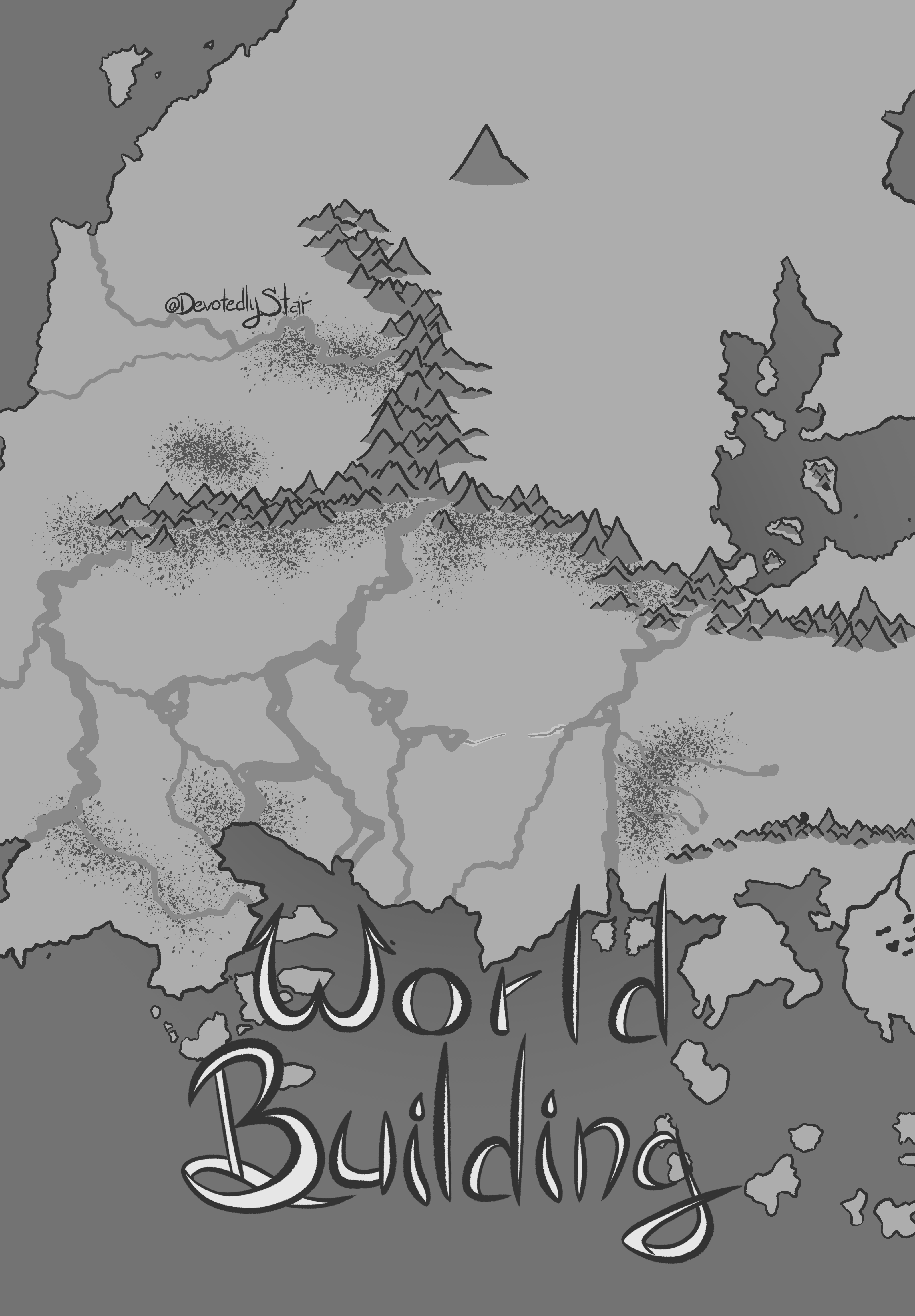 World Building Map Illustration Greyscale